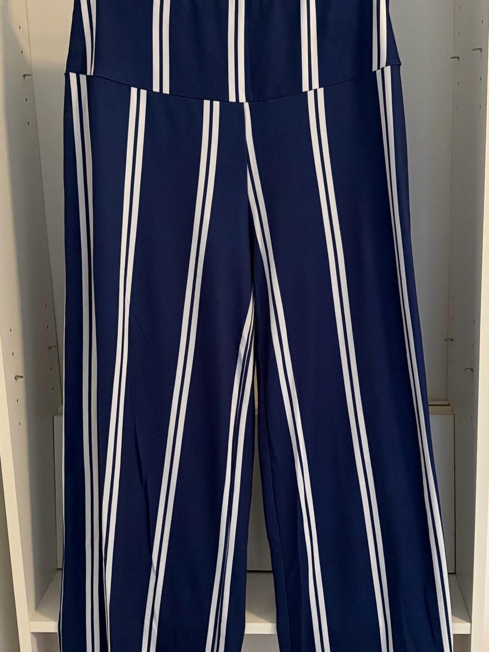 Striped Wide-Leg Pants - Navy & White